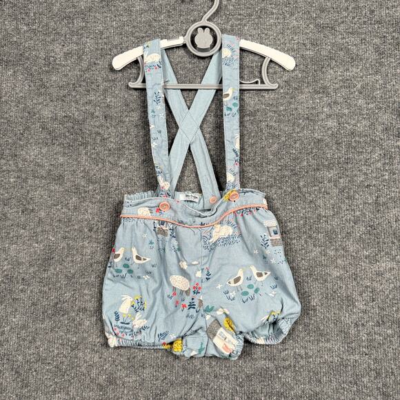 Baby Boden 18-24 Months Suspender Bloomer Shorts Romper Blue Cotton Palm Print - Picture 1 of 7